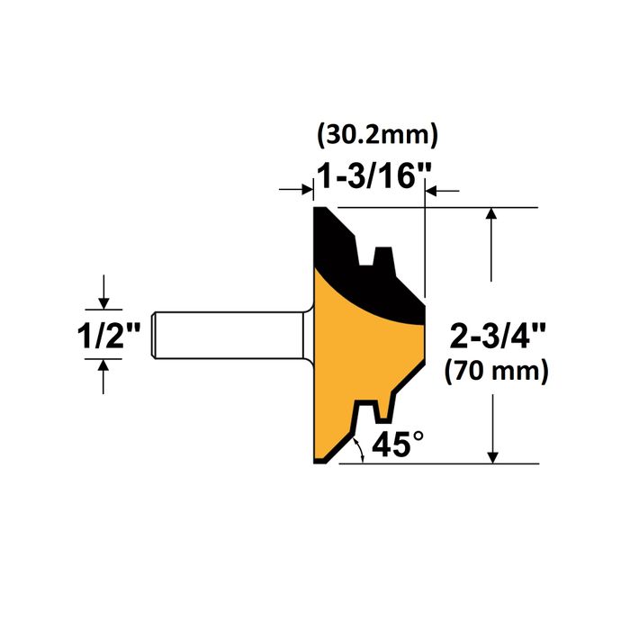 Arden Mitre Lock Bit 1/2in. Shank 70.15 mm Cut Ø 26.98 mm Cut L.