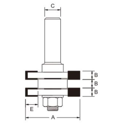 Arden Tongue and Groove Bit Set 1/2in. Shank 9.52 mm Cut Ø 6.35 mm Cut L.