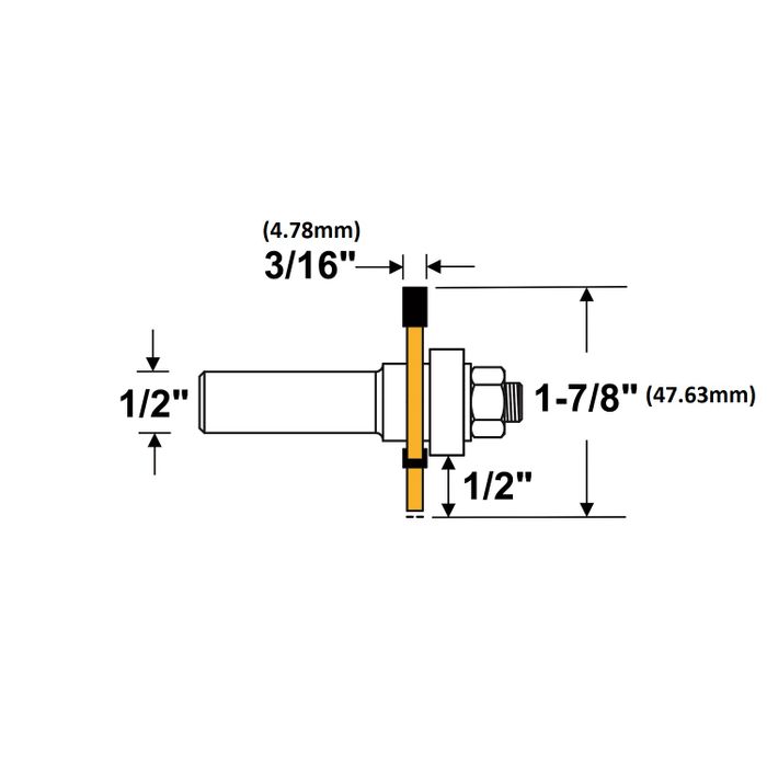 Arden Slot Cutter 1/2in. Shank 47.62 mm Cut Ø 4.76 mm Cut L.