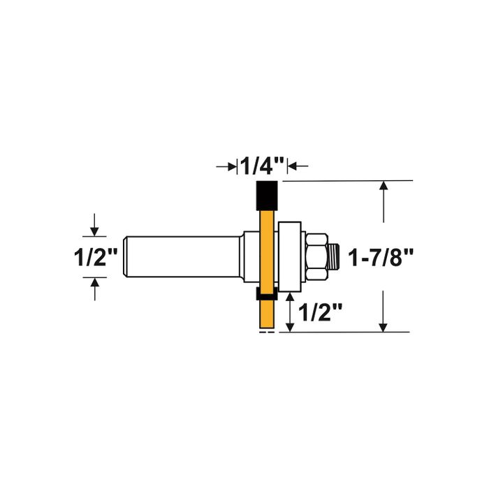 Arden Slot Cutter 1/2in. Shank 47.62 mm Cut Ø 6.35 mm Cut L.