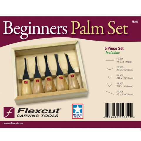 Flexcut Regular Palm Set 5 pce wood box