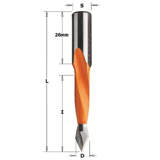 Dowel Drill Through Holes RH 4mm D x 30 ***