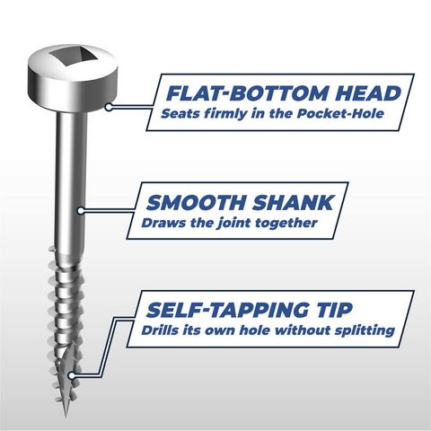 Kreg Pocket Hole Screws - 25mm Coarse/Pan Head - Zinc - 100 pack