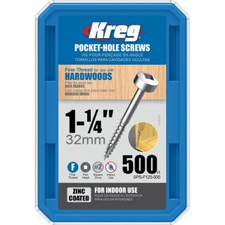 Kreg Pocket Hole Screws - 32mm Fine/Pan Head - Zinc - 500 pack