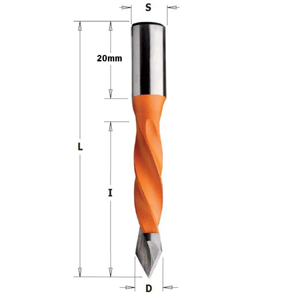 Dowel Drill Through Hole RH 5mmD x 40 ***