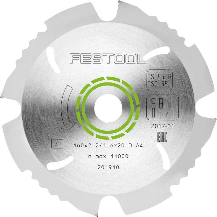 Festool Fibre Cement Blade 160MM X2.2/1.6X20 D164 (TS 55 R)