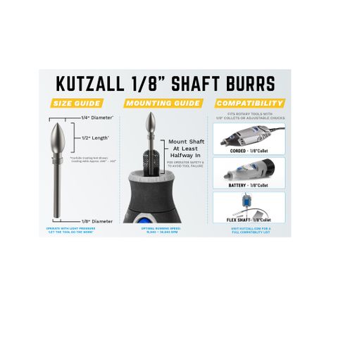 Kutzall Flame 6.3 mm Diameter 1/8" shaft - Coarse