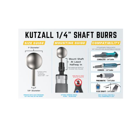 Kutzall Sphere 25mm Diameter 1/4" shaft - Coarse