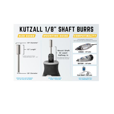Kutzall Cylinder 6.3mm Diameter 1/8" shaft - Very Coarse
