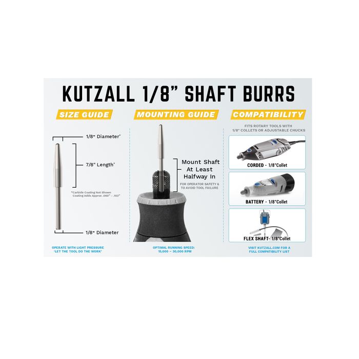 Kutzall Taper 3.1mm Diameter 1/8" shaft - Coarse