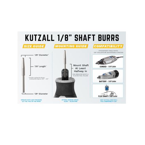 Kutzall Taper 3.1mm Diameter 1/8" shaft - Fine