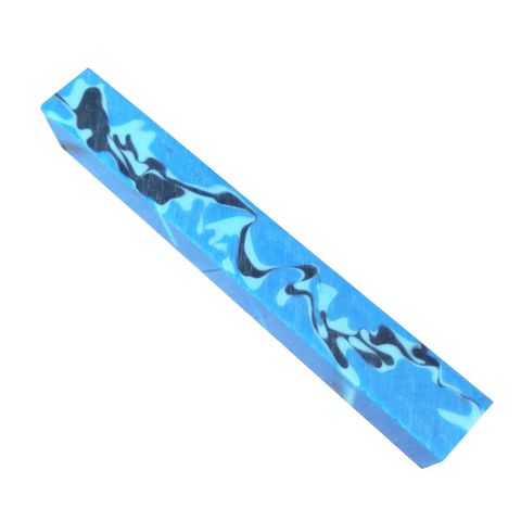 Acrylic Pen Blank with Light Blue Dark Blue Swirl