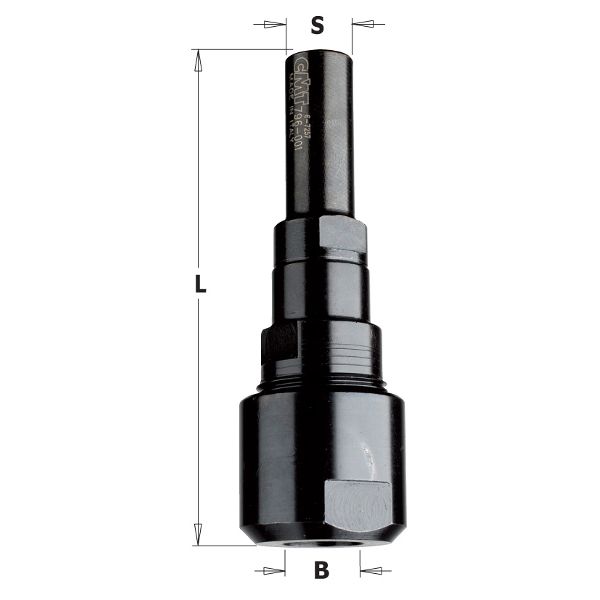 CMT Router Collet Extension 1/2in to 1/4