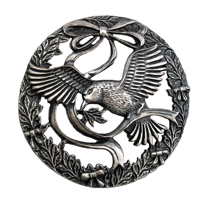 PEWTER LID (Bird and Bow) ***