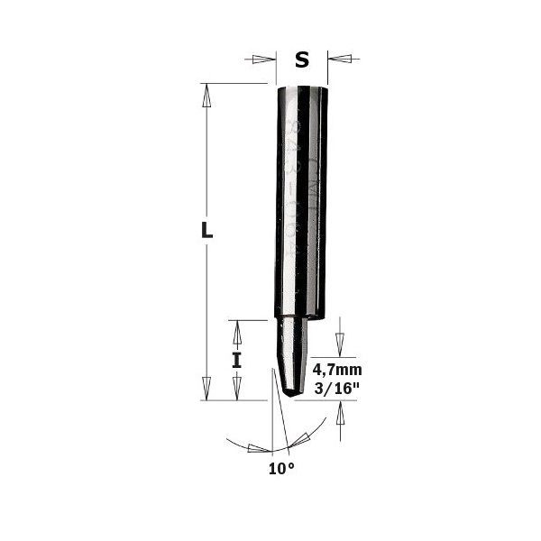 Solid Carbide Trimmer 0-10* /  6.35mm D ***