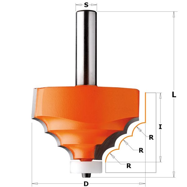 Corian Edge Bit 66.7mm Dia 8mm Rad