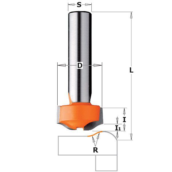 Corian Edge Bit 25.4Dia 8.0mm Rad