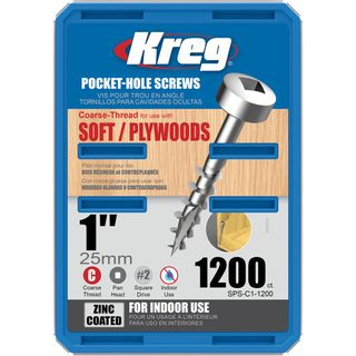 Kreg Pocket Hole Screws - 25mm Coarse/Pan Head - Zinc - 1200 pack ***