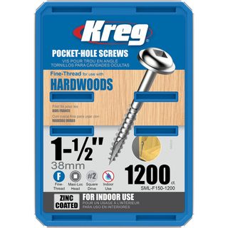 Kreg Pocket Hole Screws - 38mm Fine/MaxiLoc Head - Zinc - 1200 pack ***