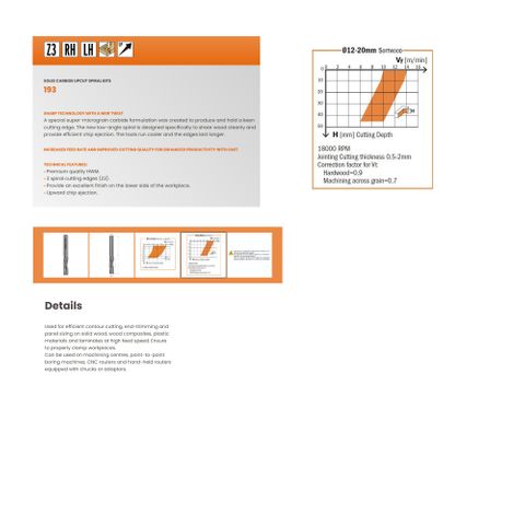 CMT Upcut 3 edge Finishing Bit 16mm Dia ***