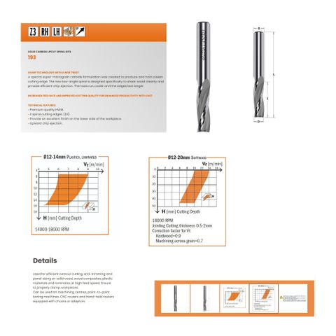 CMT Upcut 3 edge Finishing Bit 20mm Dia ***