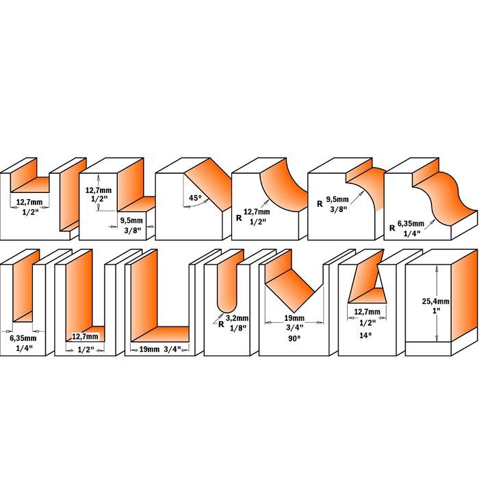 CMT 13 Piece Router Bit Set