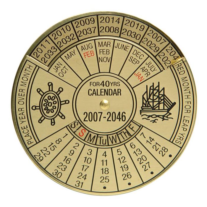 40 Year Calendar 2011 2050 Brass