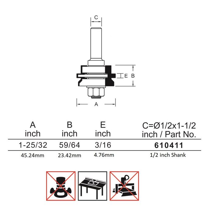 Arden Reversable Glue Joint Bit