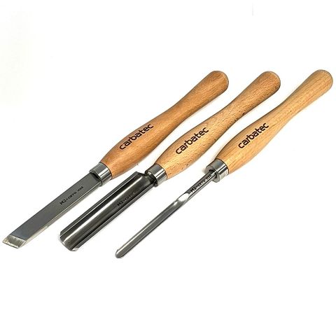 Carbatec 3PC Cryogenic M2 HSS Medium Woodturning Chisel Set