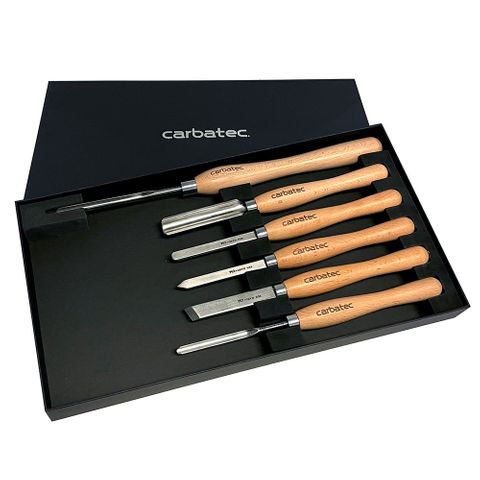 Carbatec 6PC Cryogenic M2 HSS Medium Woodturning Chisel Set