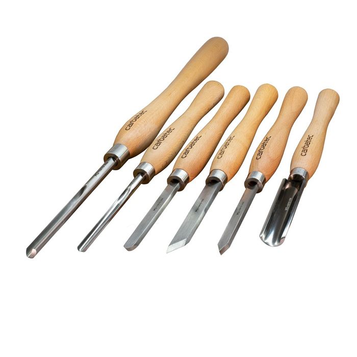 Carbatec 6PC Cryogenic M2 HSS Medium Woodturning Chisel Set