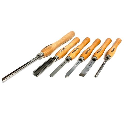 Carbatec 6PC Cryogenic M2 HSS Medium Woodturning Chisel Set