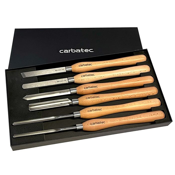 Carbatec 6PC Cryogenic M2 HSS Large Woodturning Chisel Set