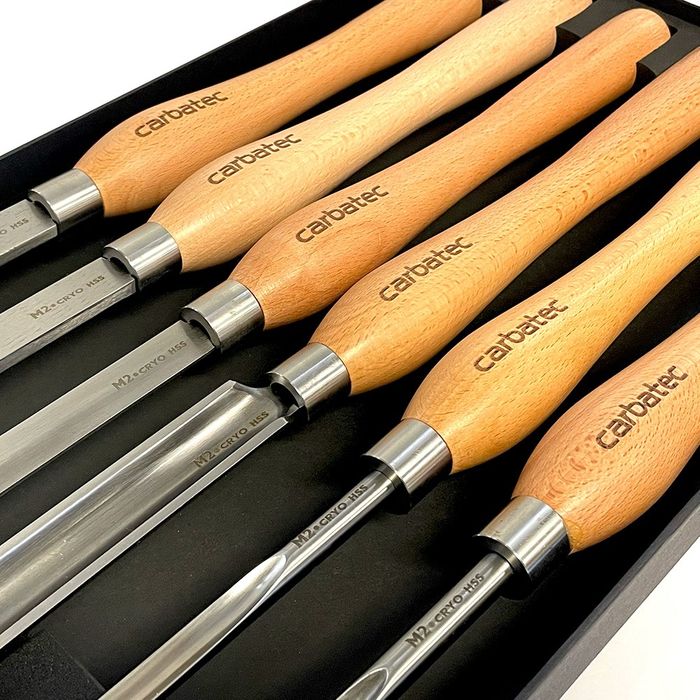 Carbatec 6PC Cryogenic M2 HSS Large Woodturning Chisel Set