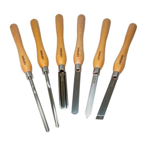 Carbatec 6PC Cryogenic M2 HSS Large Woodturning Chisel Set