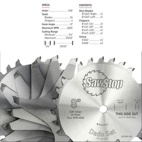 SawStop Premium 8" Dado Set