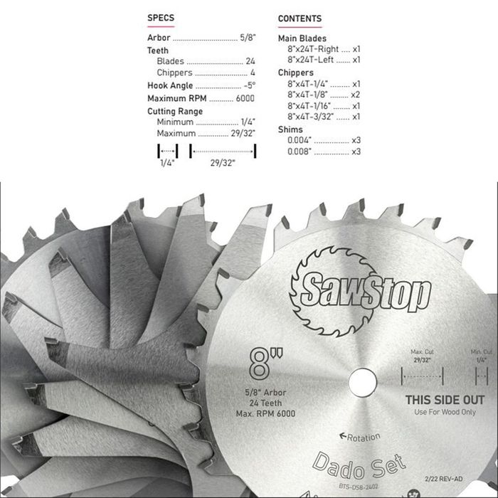 SawStop Premium 8" Dado Set