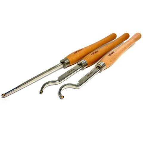 Carbatec 3PC Tungsten Carbide Deep Swan Neck Hollowing Woodturning Chisel Set