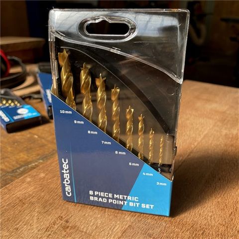 8-pce TiN coated Brad Point Drill Bit Set (3/4/5/6/7/8/9/10mm)