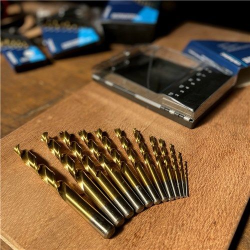 12-pce TiN coated Brad Point Drill Bit Set (2-13mm 1mm increments)