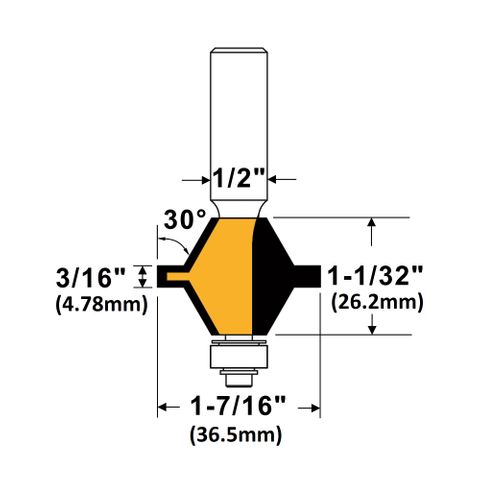 Arden Solid Edge Set 1/2in. Shank 50.00 mm Cut Ø 55.00 mm Cut L