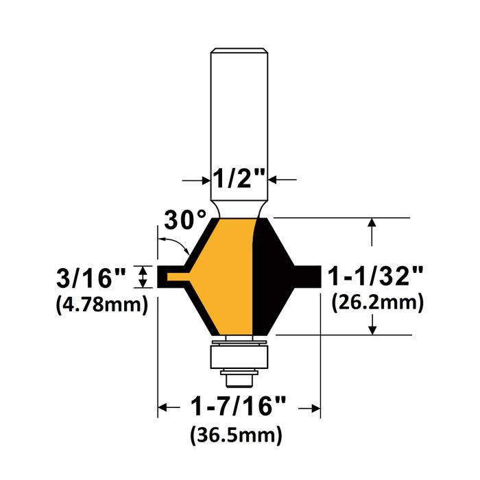 Arden Solid Edge Set 1/2in. Shank 50.00 mm Cut Ø 55.00 mm Cut L