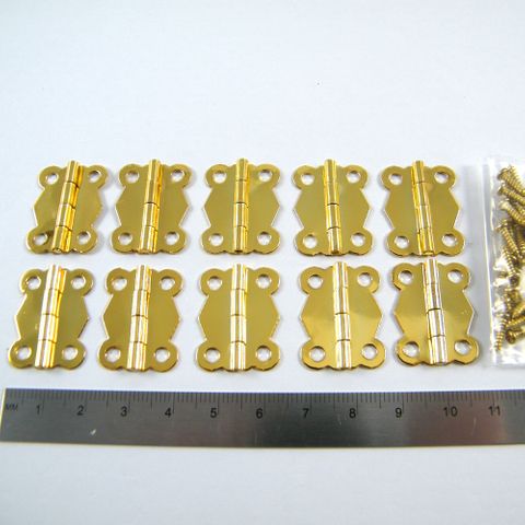 5 Pairs Brass Plated Butterfly Hinges 180deg