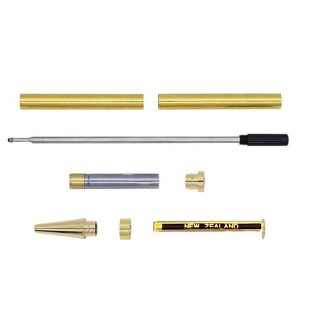 Gold Ball Point Pen Kit - NZ Clip - Twist -Pack of 5