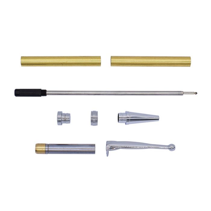 Chrome Fancy Slimline Pen Kit - Pack of 5