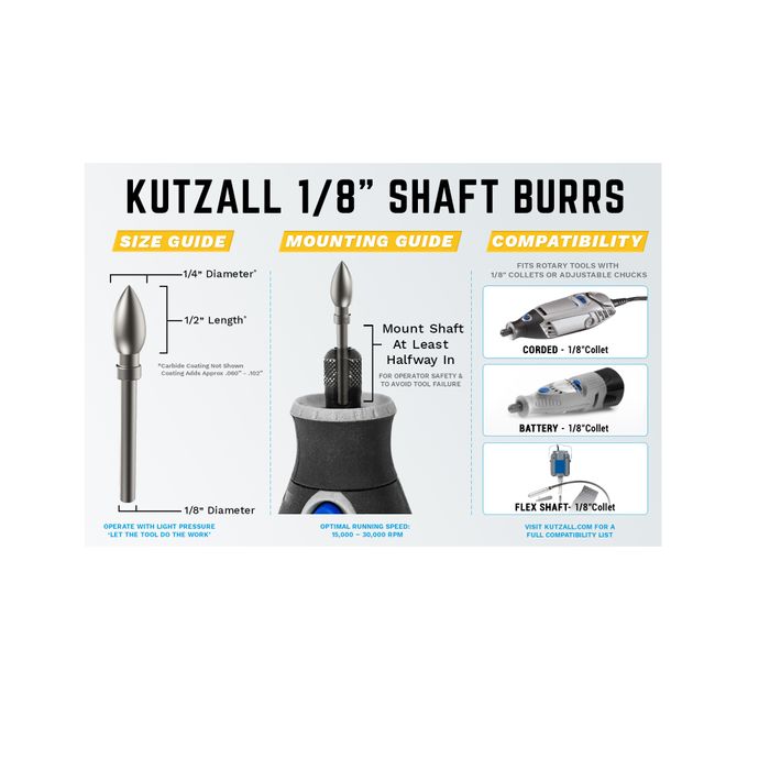 Kutzall Variety Kit for 1/8" Grinders - 5 Piece