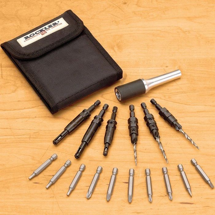 Rockler Insty-Drive 18-Piece Self-Centering, Countersink & Driver Bit Set