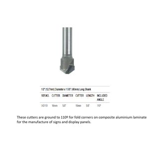 Composite Alloy Cutter 110* 1/2 shank