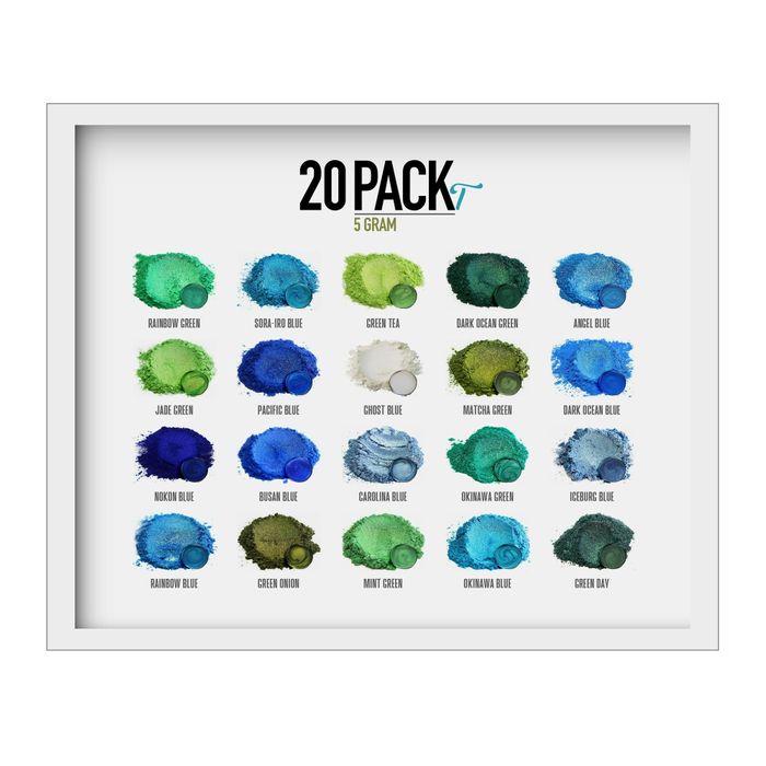 Eye Candy 20 Blue/Green Color Pigment Powder Variety Set T x 5g