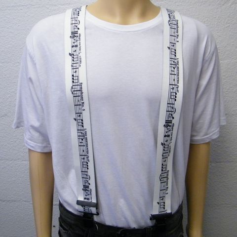 Casual Braces 1-1/2inx48in Musical Notes White